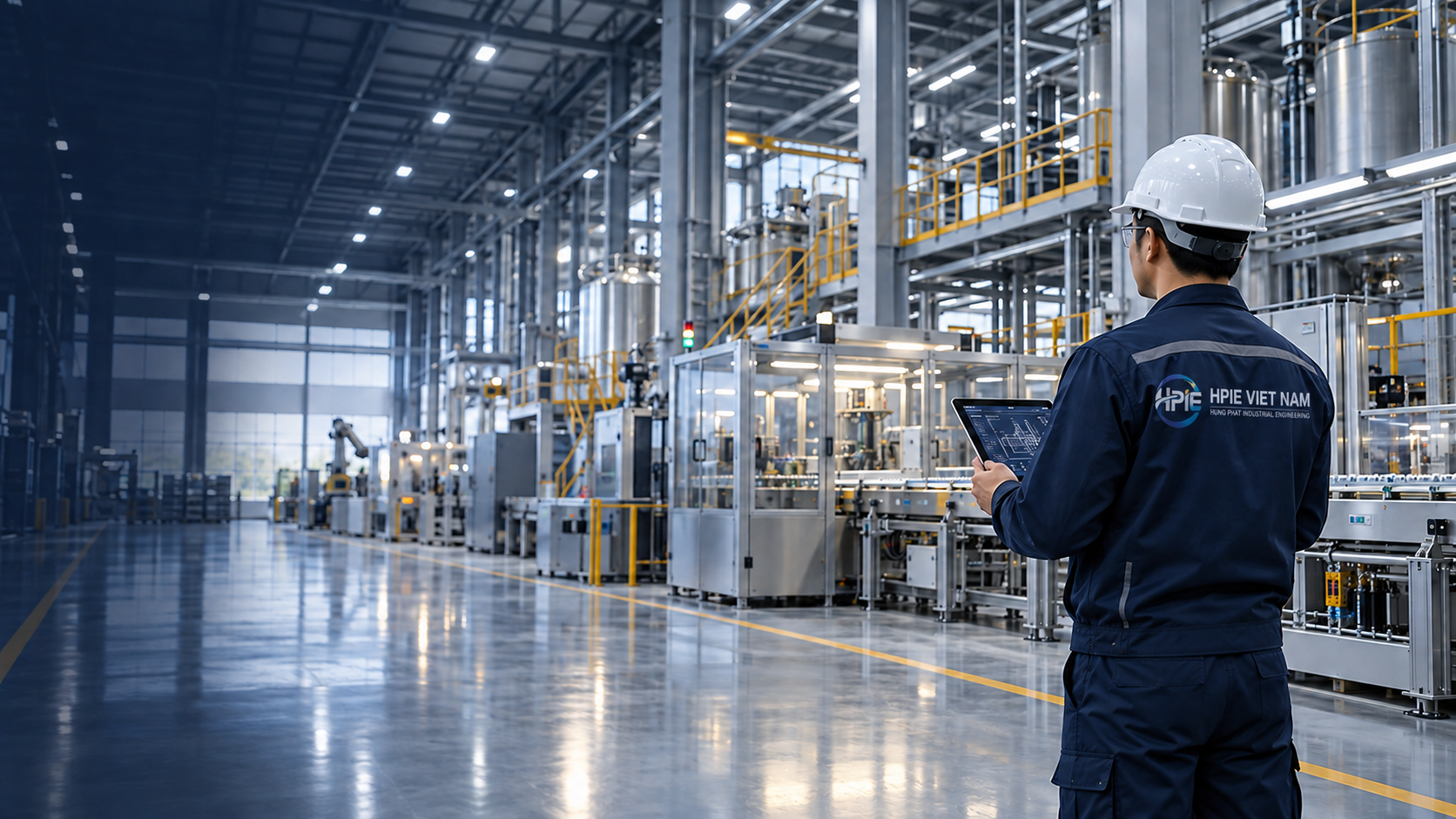 Illustration of an HPIE engineer at an industrial facility
